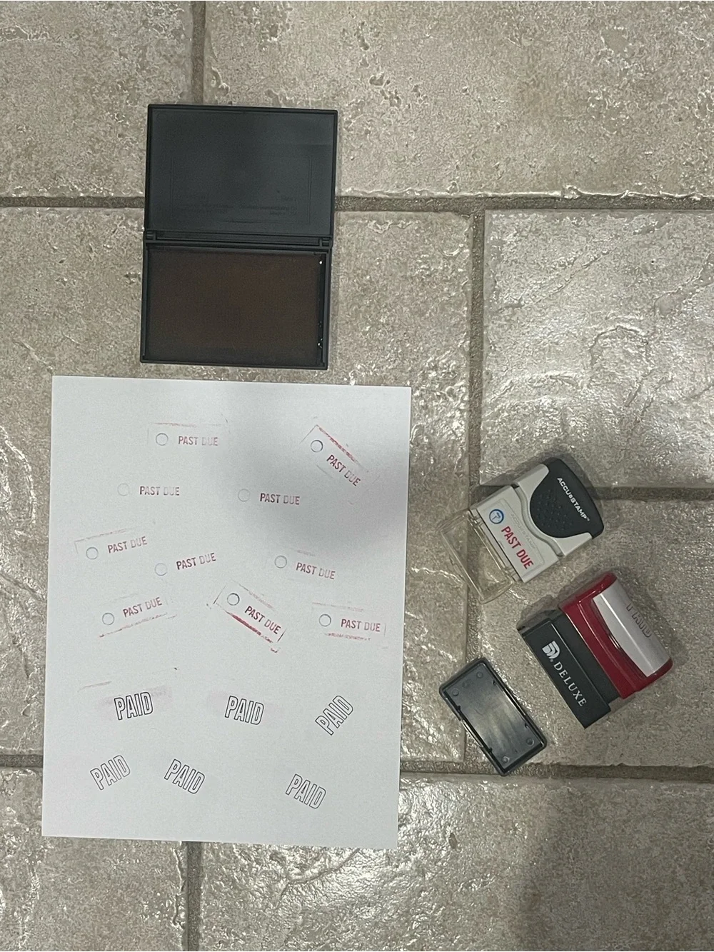 Red and Black Office Bundle Self-Inking Office Stamp Set With ink pad